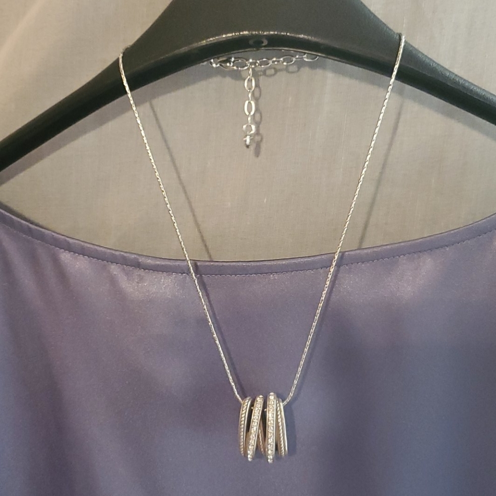 Brighton Silver Necklace dimond ring cluster